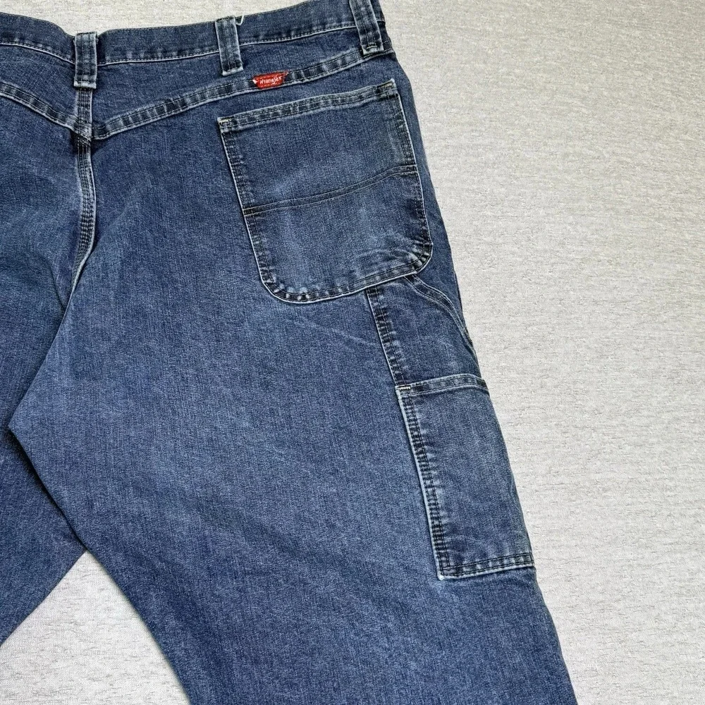 Wrangler Men's Carpenter Jeans 44x32 Blue Utility Work Denim Relaxed Fit